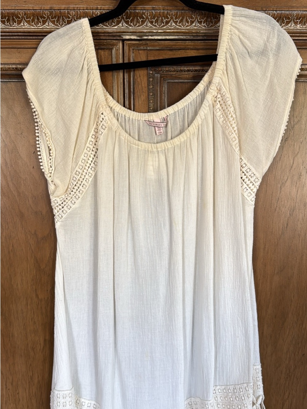 Victoria's Secret Cream Crochet-Trim Peasant Tunic
